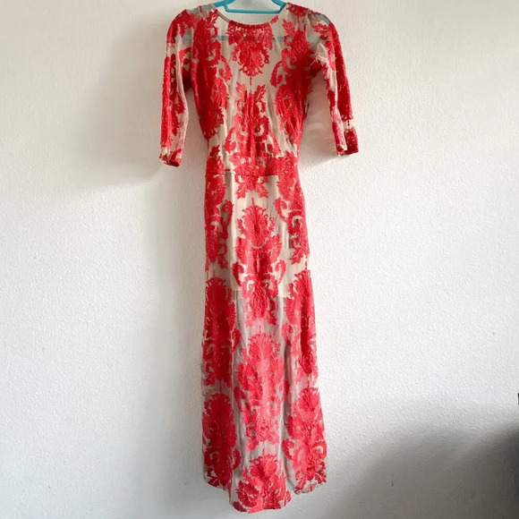 For Love & Lemons San Marcos Embroidered Red Dress - Picture 3 of 16